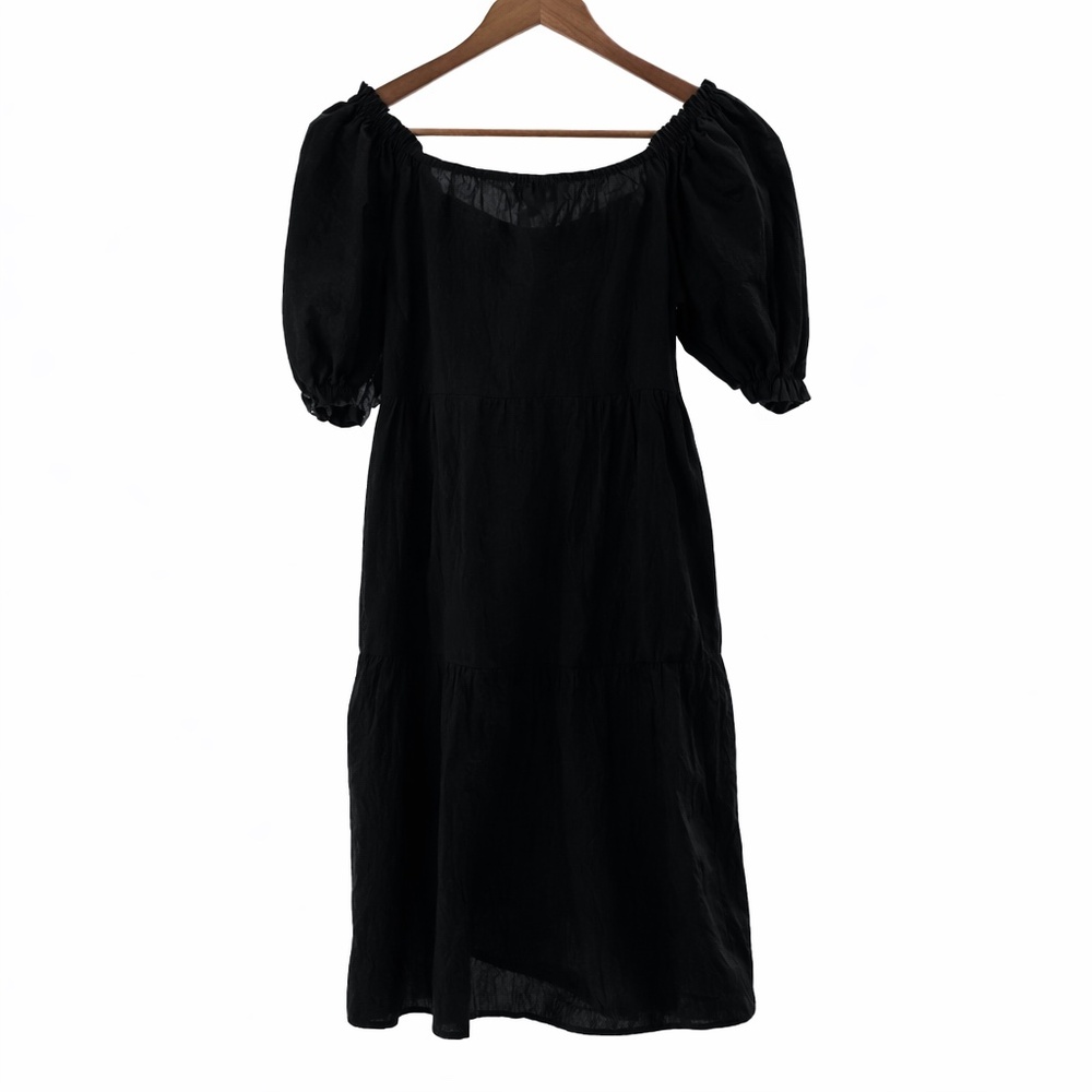 Who What Wear Black Mini Dress with Puff Sleeves